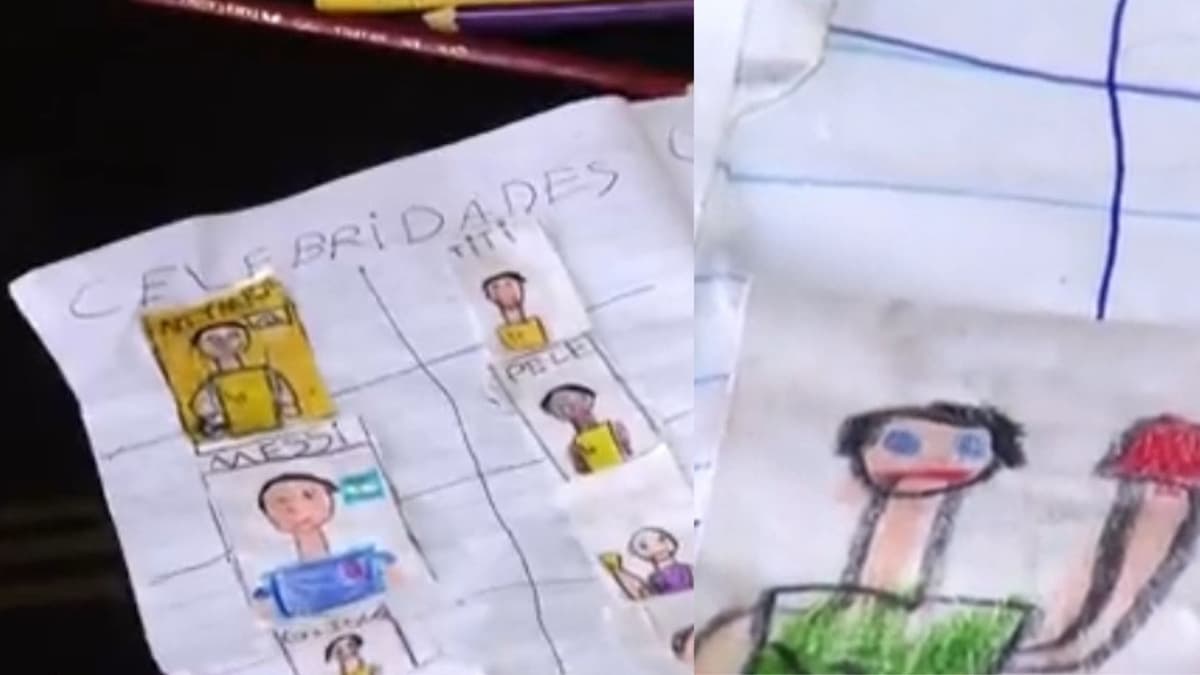 Niño de bajo recursos dibuja su propio álbum del Mundial ante falta de dinero