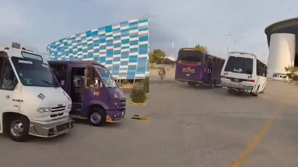 Video: Choferes del transporte público de Puebla realizan arrancones en estacionamiento de Estadio Cuauhtémoc