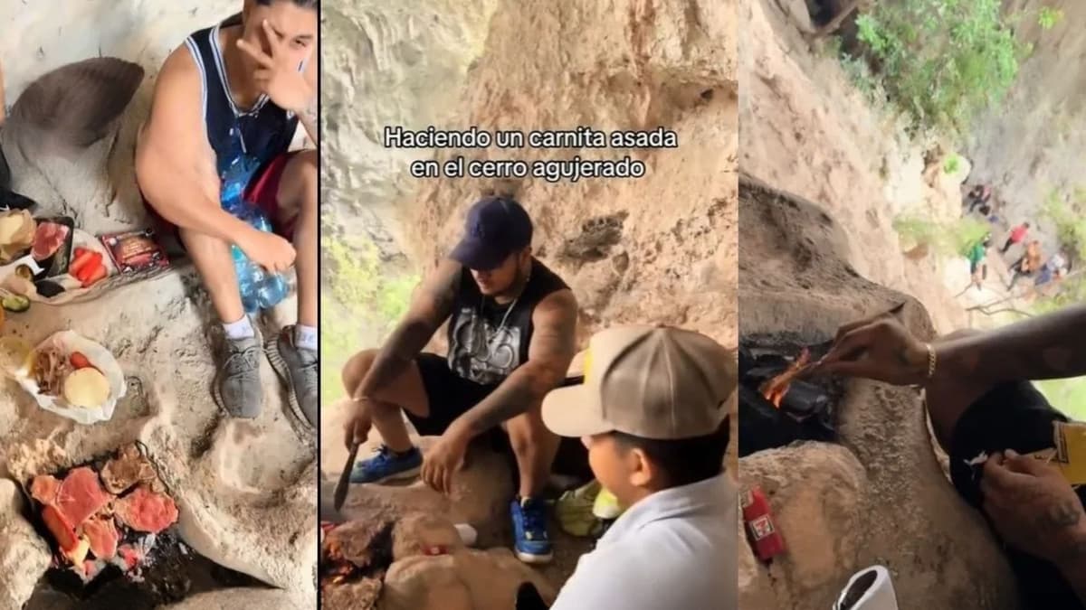 Video: Jóvenes suben a la cima del Cerro Agujerado y preparan la carnita asada, en Nuevo León