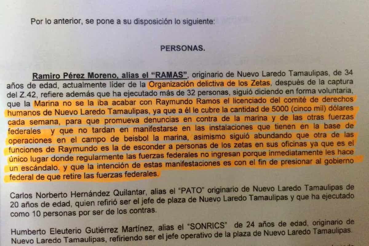 "Los Zetas" podrían estar vinculados con grupos de Derechos Humanos