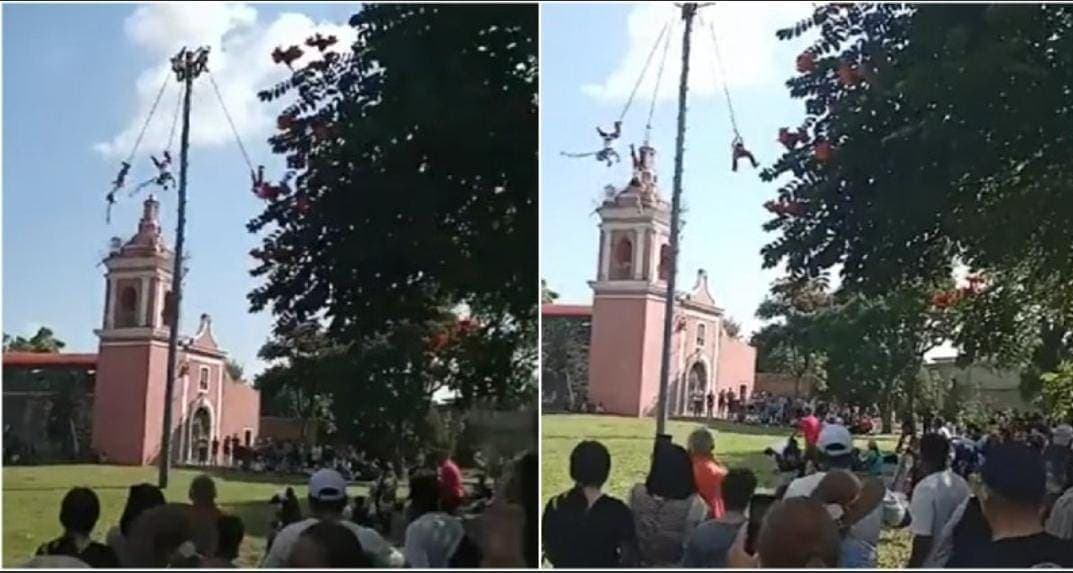 FUERTE VIDEO: Cae volador de Papantla; se le rompió su cuerda