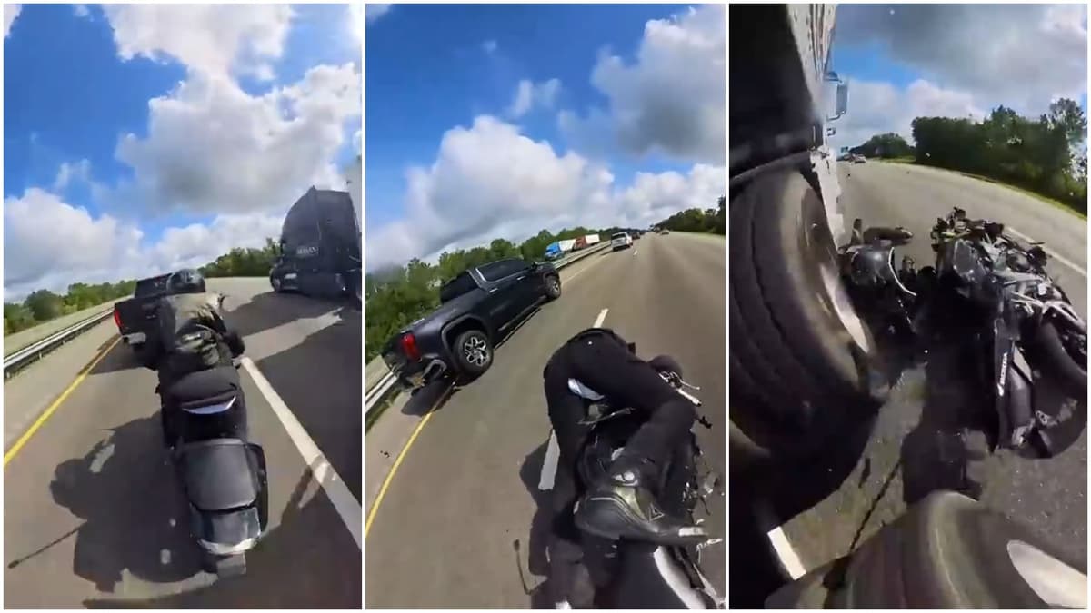 Video: motociclista se estrella a 225 km/h contra una camioneta en Florida